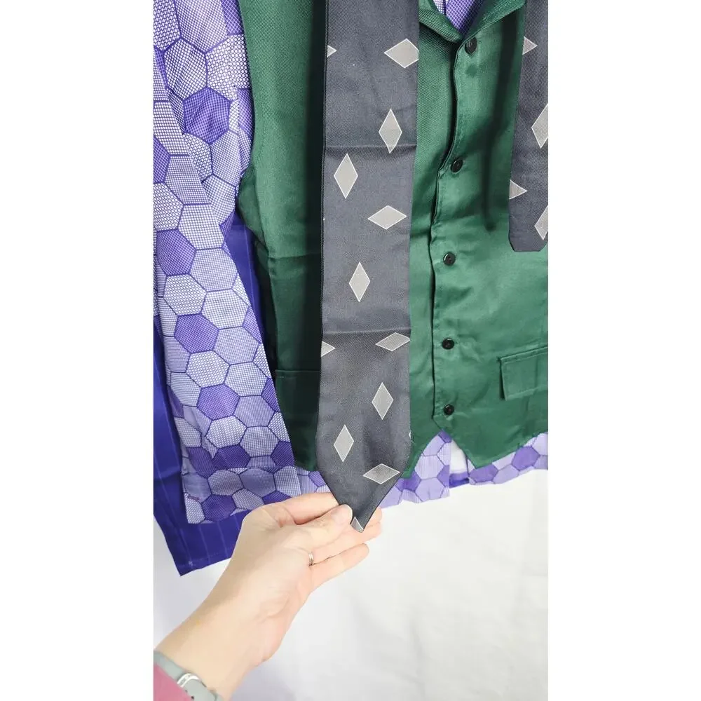 Purple Suit  Halloween Joker Costume Set Gloves Wig Jacket  Cosplay Comic Con